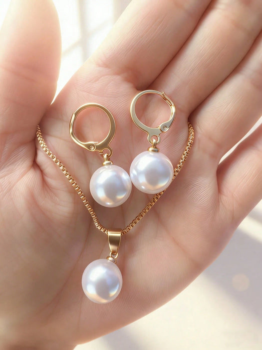 SHEIN Juego de 3 piezas de joyería con perlas de imitación.