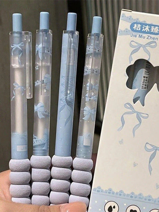 4 bolígrafos con botón pulsador y diseño de lazo, para estudiantes. - Quierox - Tienda Online