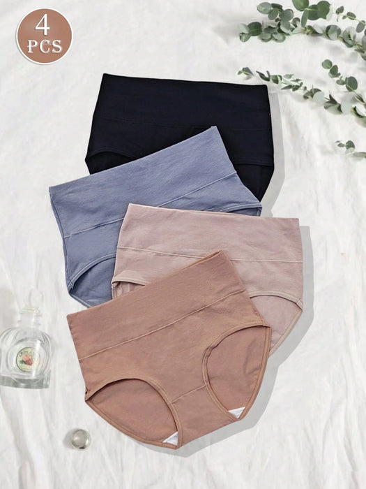 4 braguitas lisas de talle alto para mujer, de colores aleatorios - Quierox - Tienda Online