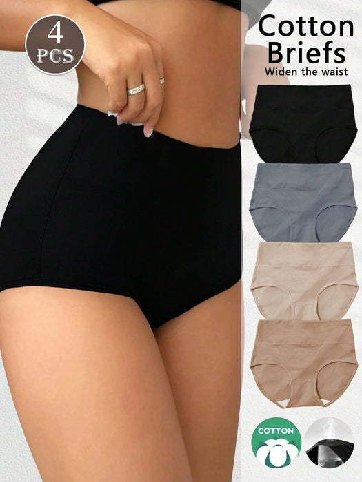 4 braguitas lisas de talle alto para mujer, de colores aleatorios - Quierox - Tienda Online