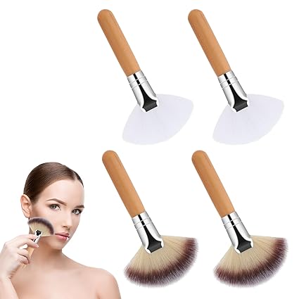 4 brochas de ventilador facial, cepillo de maquillaje facial, cepillos de abanico - Quierox - Tienda Online