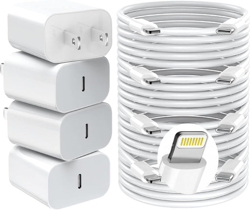 4 Cargadores para iPhone de carga rápida USB C de 20 W PD con cable de carga rápida de 6 pies - Quierox - Tienda Online