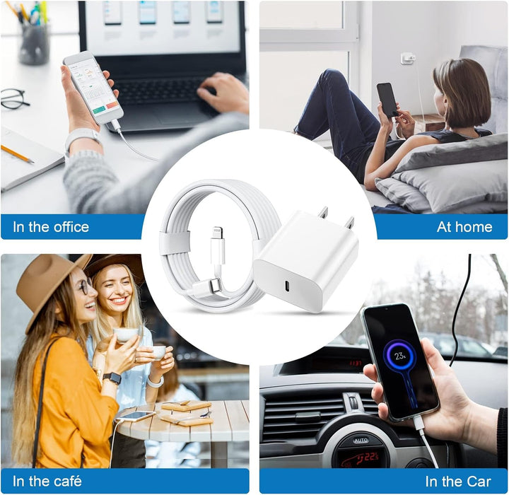 4 Cargadores para iPhone de carga rápida USB C de 20 W PD con cable de carga rápida de 6 pies - Quierox - Tienda Online