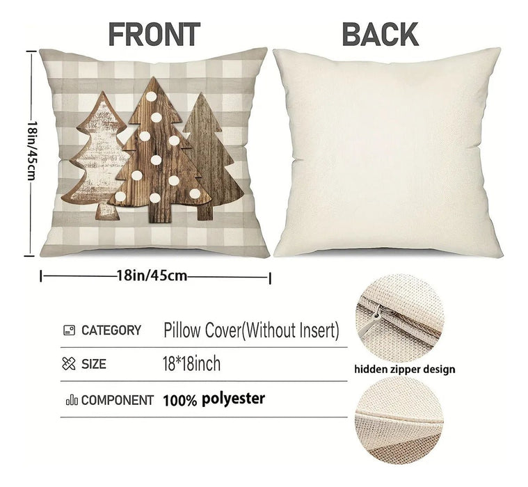 4 fundas de cojín navideñas de lino, decoración navideña, regalos navideños, fundas de almohada - Quierox - Tienda Online