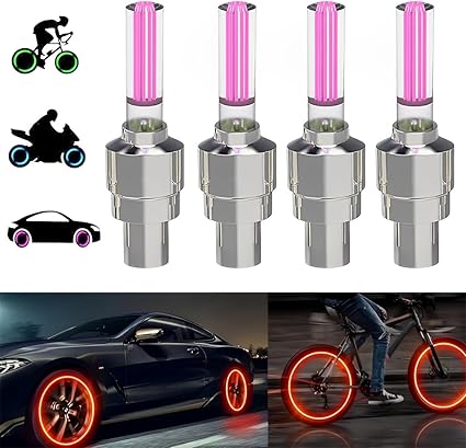 4 luces LED para tapas de válvulas de neumáticos,luz de neón roja - Quierox - Tienda Online