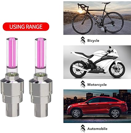 4 luces LED para tapas de válvulas de neumáticos,luz de neón roja - Quierox - Tienda Online