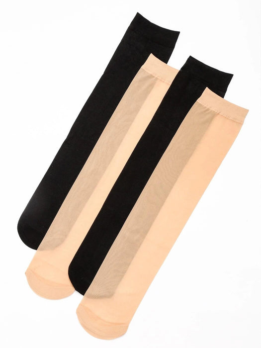 4 pares calcetines sobre pantorrilla unicolor - Quierox - Tienda Online