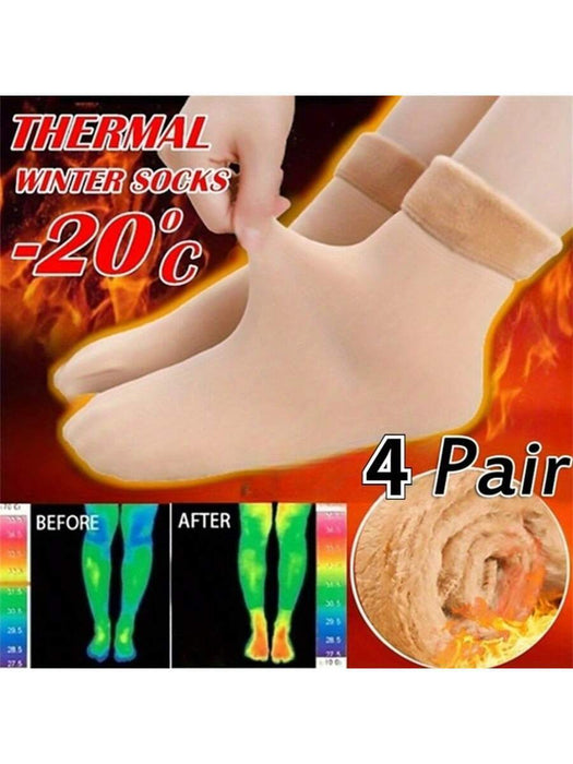 4 pares de calcetines de nieve forrados de felpa - gruesos y cálidos de invierno - Quierox - Tienda Online
