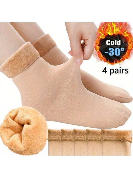 4 pares de calcetines de nieve forrados de felpa - gruesos y cálidos de invierno - Quierox - Tienda Online