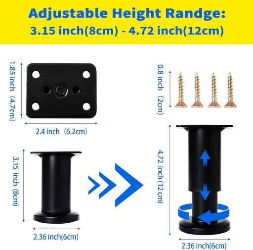 4 patas de soporte de muebles de altura ajustable [con tornillos] - Quierox - Tienda Online