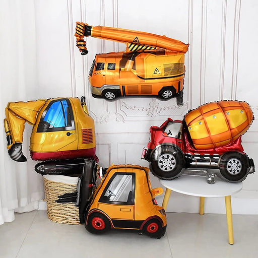 4 pcs de globos de aluminio con forma de vehículos de construcción para niños, ideales para fiestas de cumpleaños con temática de construcción - Quierox - Tienda Online