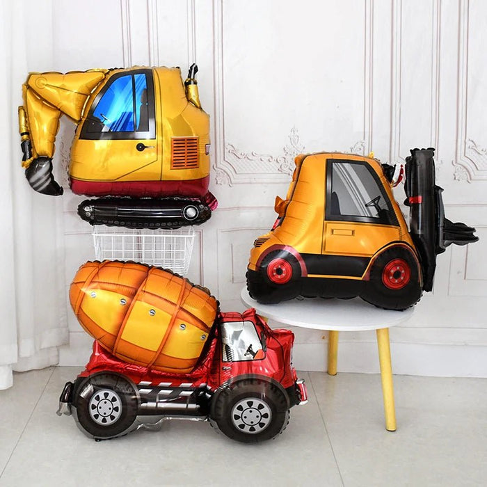 4 pcs de globos de aluminio con forma de vehículos de construcción para niños, ideales para fiestas de cumpleaños con temática de construcción - Quierox - Tienda Online