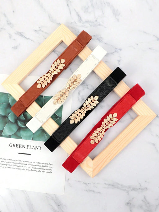 4 pieza Cinturón de cintura elástico y elegante con hebilla de hoja - Quierox - Tienda Online