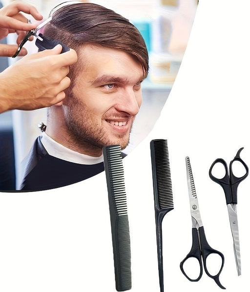 4 piezas de kit profesional para cortar el cabello - Tijeras de barbero de acero inoxidable - Quierox - Tienda Online