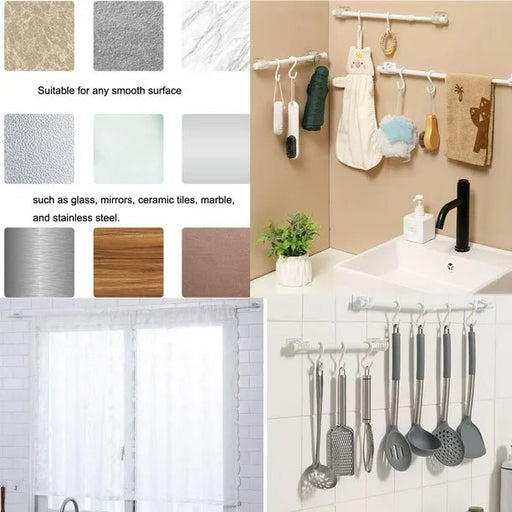 4 piezas de soportes para barra de cortina sin taladro, autoadhesivos - Quierox - Tienda Online