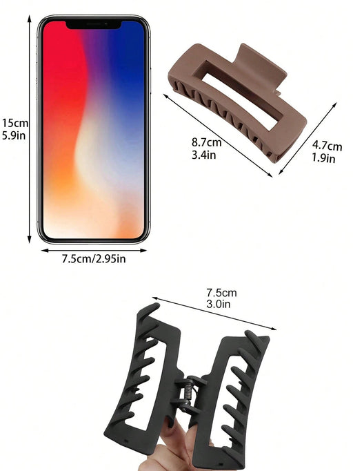 4 piezas/set de pinzas de pelo cuadradas mate de color café oscuro para mujeres - Quierox - Tienda Online