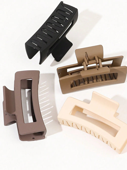 4 piezas/set de pinzas de pelo cuadradas mate de color café oscuro para mujeres - Quierox - Tienda Online