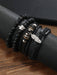 4 pulseras ajustables de cuero oscuro con cuentas para hombre - Quierox - Tienda Online