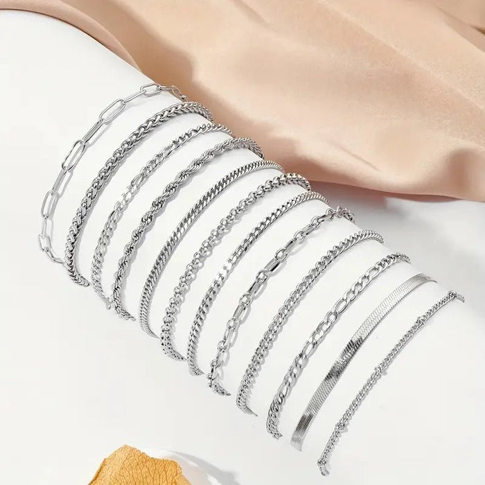 4 Pulseras Aleatorias de Acero Inoxidable Elegantes, Ideales para Atuendo Casual - Quierox - Tienda Online