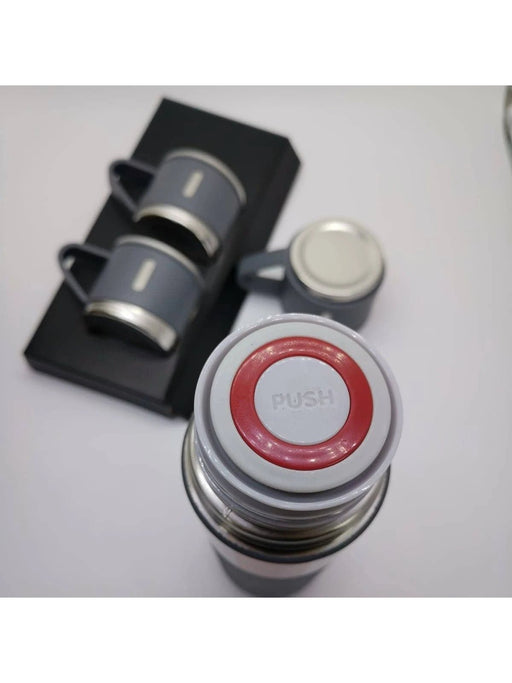 4 Termos con 3 Tazas, Aislamiento al Vacío, Acero inoxidable, Botella Térmica - Quierox - Tienda Online