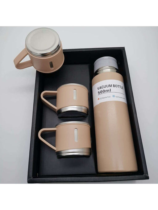 4 Termos con 3 Tazas, Aislamiento al Vacío, Acero inoxidable, Botella Térmica - Quierox - Tienda Online