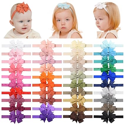 40 lazos para el pelo con cinta de grogrén para niñas de 3 pulgadas - Quierox - Tienda Online