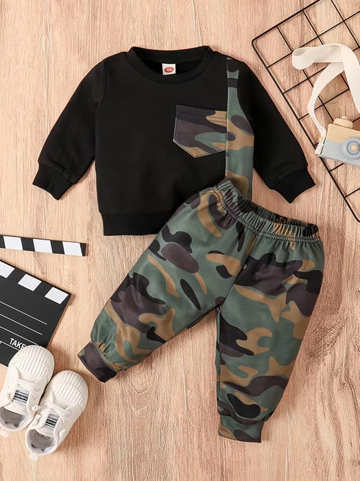 Conjunto de de manga larga y pantalón de camuflaje multicolor