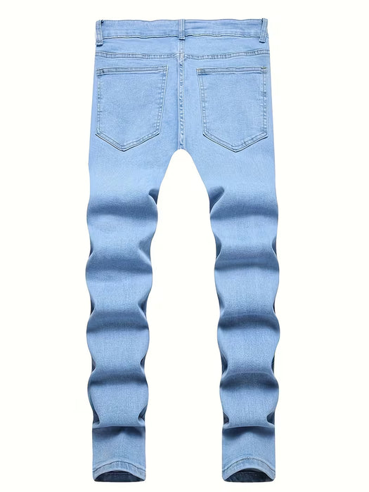 Pantalones vaqueros sólidos de mezclilla para hombre para primavera y otoño