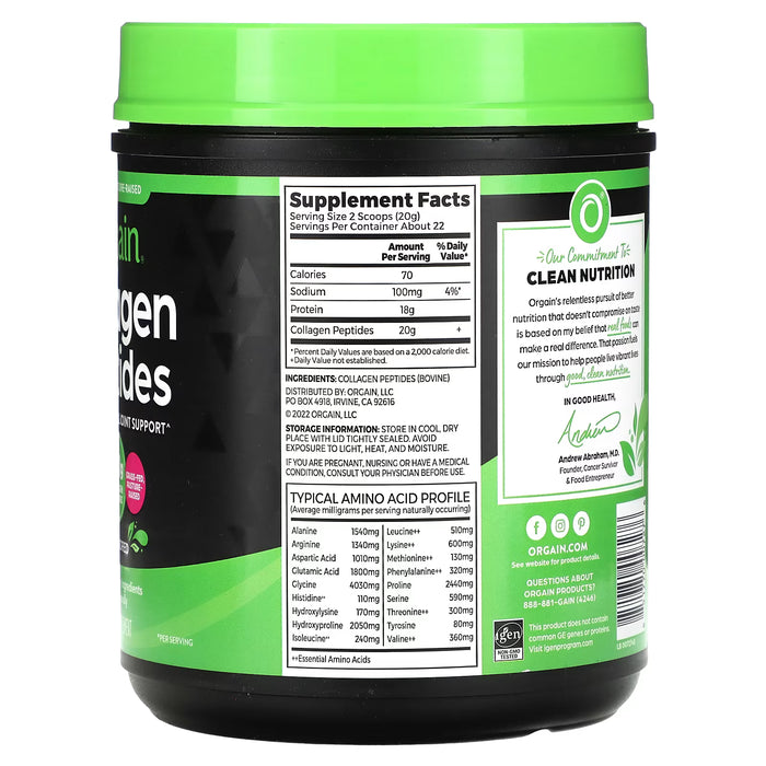 Orgain péptidos de colágeno sin sabor 1 lb (454 g)