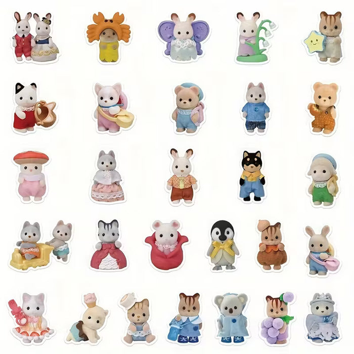55 Piezas de Pegatinas YWWBLD Compatibles con Calico Critters, Adorables Personajes de Animales Multicolor, Gatos y Gatitos
