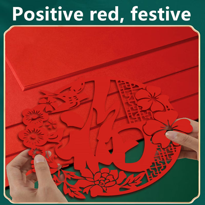 50 Hojas de papel rojo de doble cara estilo chino