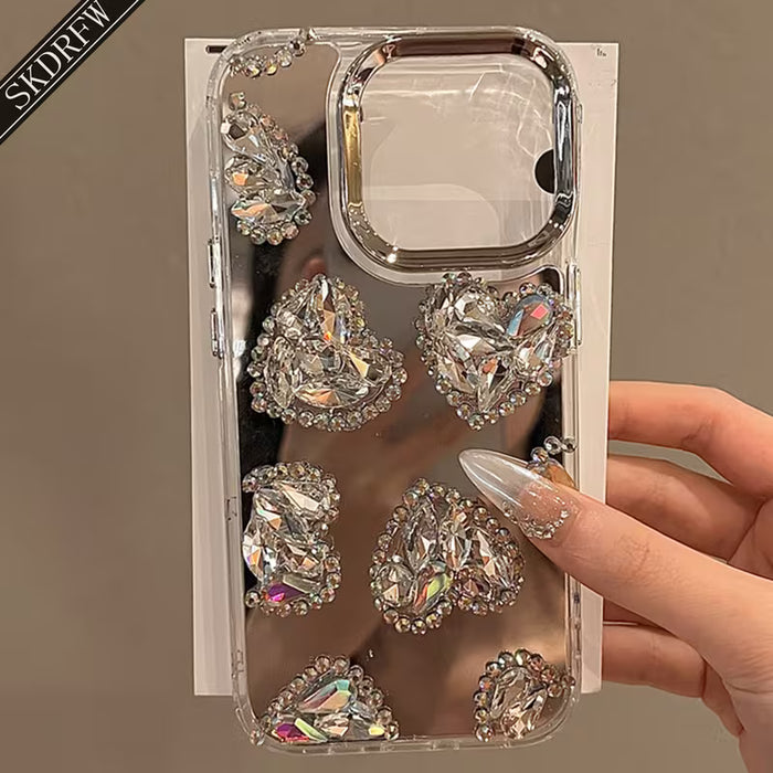 Funda para teléfono con espejo plateado brillante para iPhone 16 Pro Max