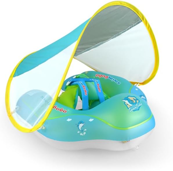 Flotador inflable para bebés con toldo, anillo flotante para niños