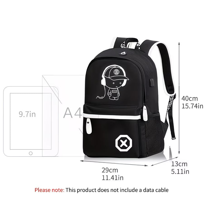 Juego de 2 piezas: Mochila y riñonera con estampado de músicos Oxford