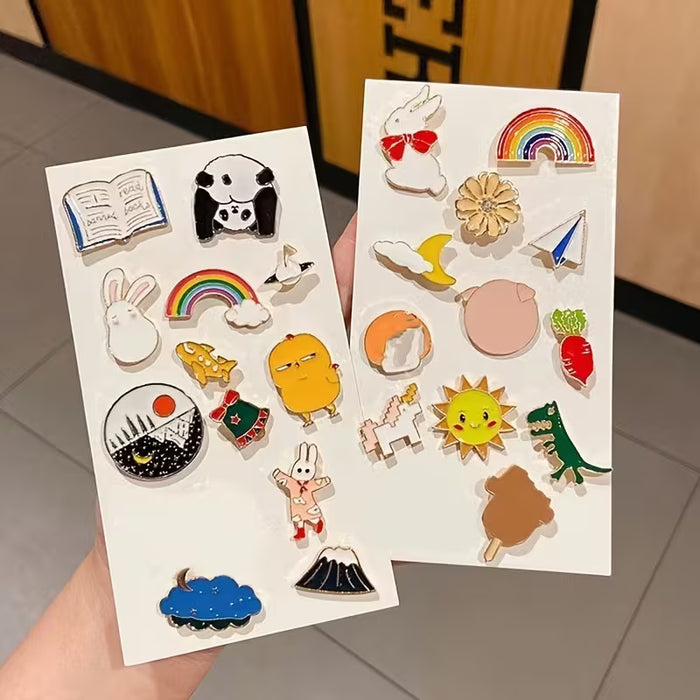 20uds Broches de Esmalte Adorables, Insignias Anti-Exposición, Broche Lindo INS Tide