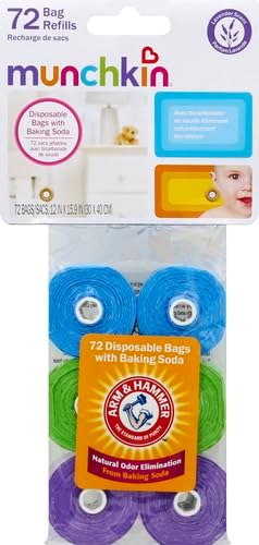 Munchkin Arm and Hammer Recambios para bolsas de pañales, paquete de 6, 72 bolsas perfumadas de lavanda