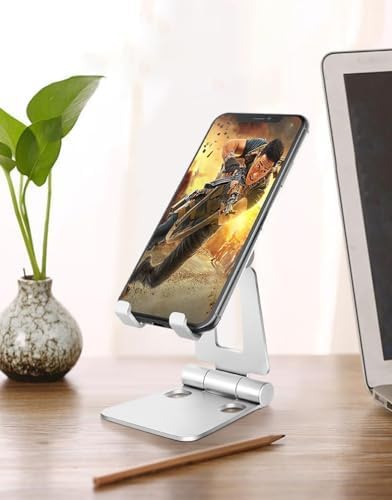 Soporte doble plegable para teléfono móvil: soporte de escritorio compacto, plegable y portátil