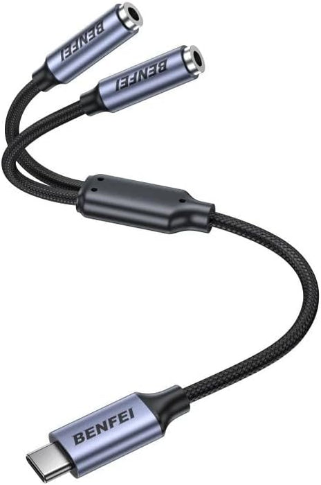 BENFEI Divisor de audio USB C a doble de 0.138 in, adaptador de auriculares para 2 personas