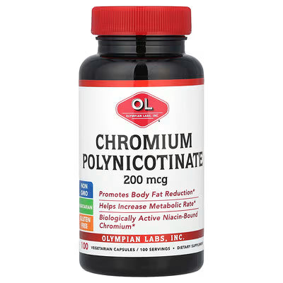 Olympian Labs, Polinicotinato de cromo, 200 mcg, 100 cápsulas vegetarianas