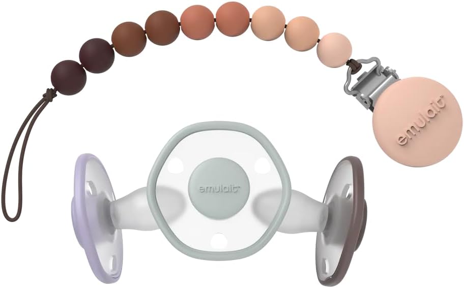 Emulait Set de regalo de 3 chupetes con clip, para bebés de 0 a 6 meses
