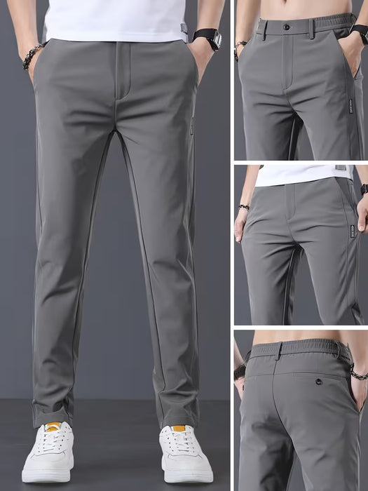 Pantalón de vestir de corte entallado con microelasticidad para hombre