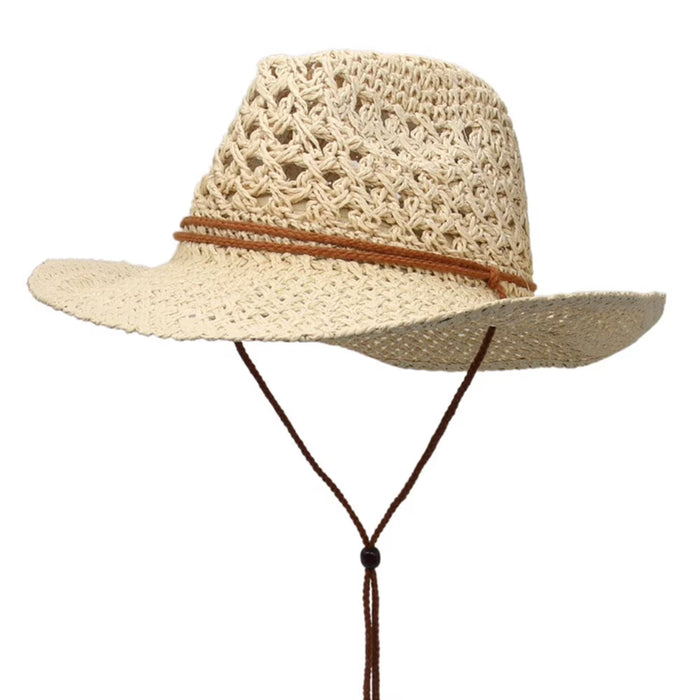 Sombrero unisex de paja tejida de ala ancha para protección solar