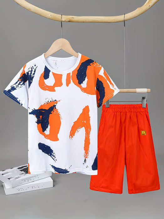 Conjunto de Camiseta y Shorts Casuales Estampados para Niños