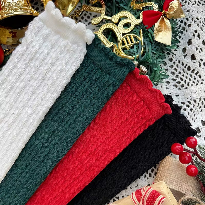 4 pares de calcetines hasta la rodilla de color liso para niñas