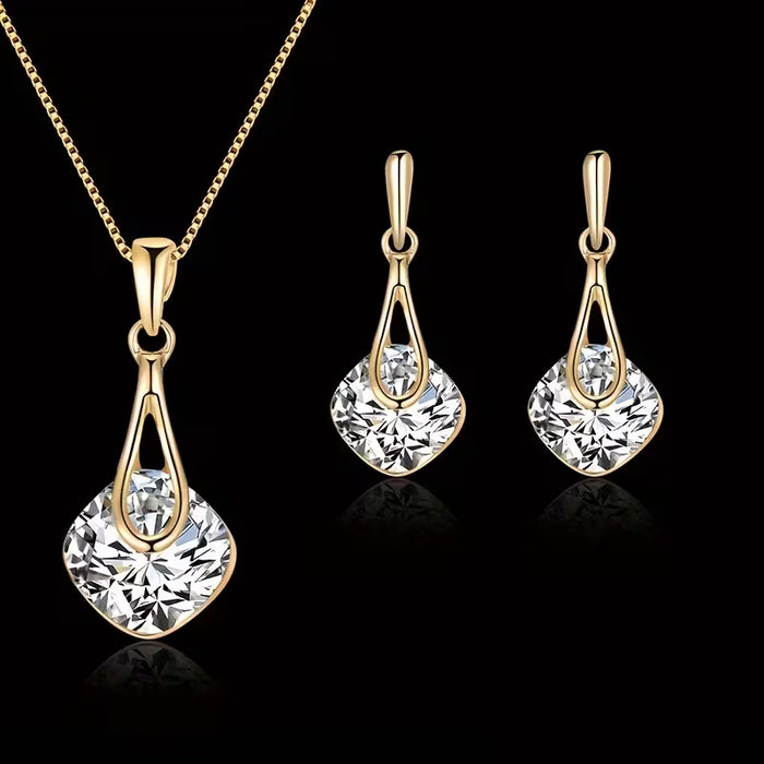 1 Collar + un par de aretes set elegante para mujer