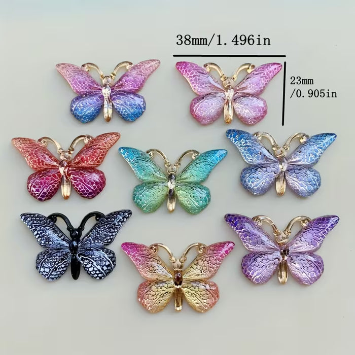 4pcs Apliques de Mariposas Coloridas con Pedrería, Adornos Planos