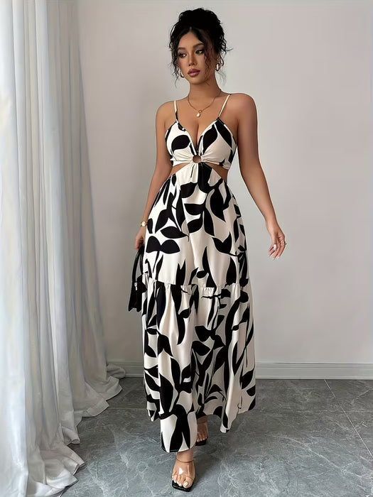 Vestido de Verano para Mujer con Escote Profundo en V, Espalda Descubierta y Lazo con Tirantes