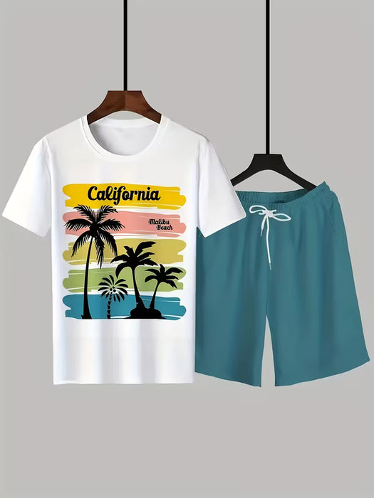 Conjunto casual de camiseta y shorts para deportes al aire libre, para hombre