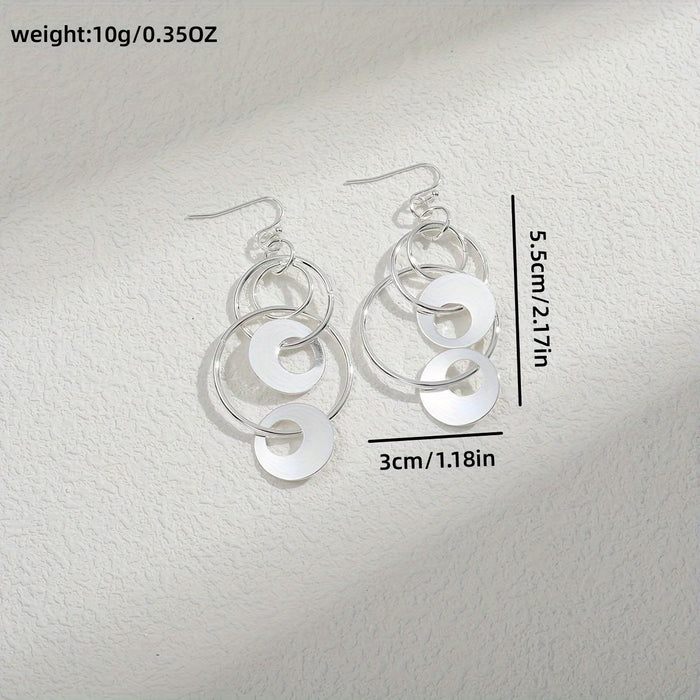 Pendientes de Colgante de Círculo Geométrico Hueco Creativo Simple para Mujeres