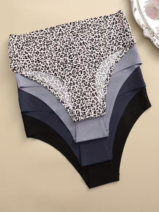 Conjunto de 5pcs de bragas sin costuras estampado de leopardo para mujer